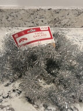 Vintage 15ft. Holiday Time Silver Sparkle Tinsel Garland